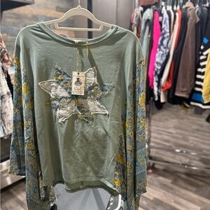 easel Poncho style Floral Patchwork Top